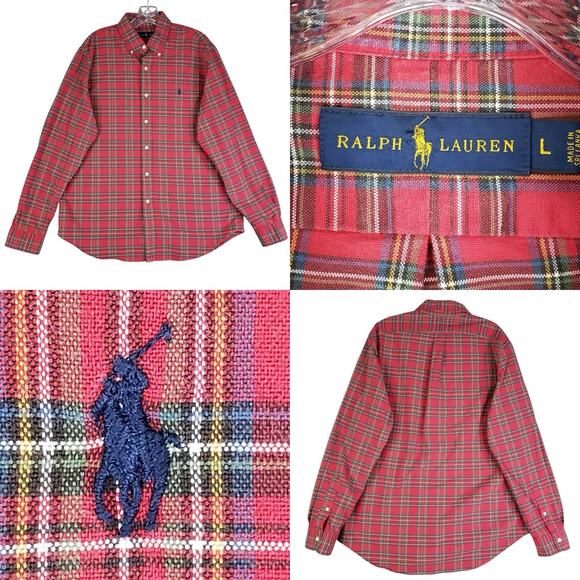 Polo Ralph Lauren Other - Polo Ralph Lauren Shirt Oxford LS Button Down Red Tartan Plaid Mens Size Large